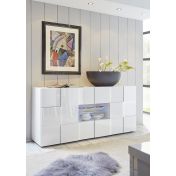 Credenza 2 cassetti e 2 ante, Bianco Lucido