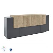 Spaziosa Credenza finitura Antracite e Oak, 6 ante e 1 ribalta