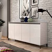 Madia a 4 ante, colore Bianco lucido e Ardesia 