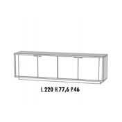 Credenza Moderna, Madia di Design, 4 ante, Bianco Nobilitato e Opera