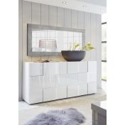 Credenza Moderna, Madia di Design, 3 ante, Bianco Lucido