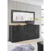 Credenza Moderna, Madia di Design, 3 ante, Grigio Lucido