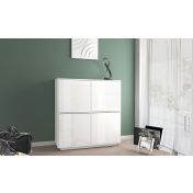 Moderna madia credenza alta di design con quattro ante bianco bianca laccata lucida