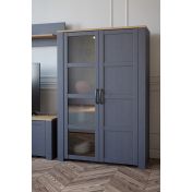 Vetrina contemporanea Rovere navy e Rovere riviera, 2 ante 