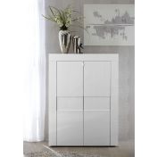 Madia  Credenza Moderna, Madia di Design, 2 ante Alta, Bianco Lucido