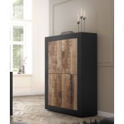 Credenza Moderna, Madia di Design, 4 ante Alta, Pero e Nera