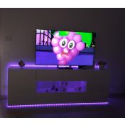 Conveniente e spaziosa Credenza Madia onda a 2 ante 4 cassetti, finitura bianco lucido