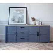 Credenza 3 ante e 3 cassetti, finitura Rovere riviera e Rovere navy