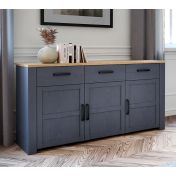 Credenza 3 porte e 3 cassetti, finitura Rovere riviera e Rovere navy