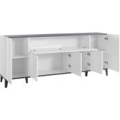 Credenza 200 cm in Bianco lucido e Ardesia