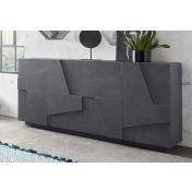 Credenza Madia moderna con 4 ante dal disegno geometrico in finitura Ardesia