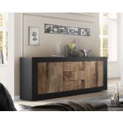 Conveniente Madia nera e pero moderna , 2 ante e 3 cassetti, Made in Italy