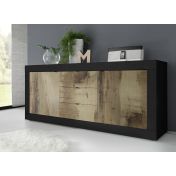 Conveniente Madia nera e pero moderna , 2 ante e 3 cassetti, Made in Italy