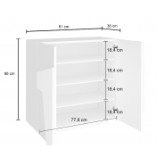 Scarpiera a 2 ante con disegni geometrici in finitura Bianco lucido