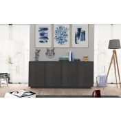 Credenza in appoggio in finitura antracite lucida con quattro ante