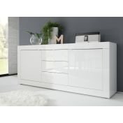 Credenza 3 cassetti e 2 ante, Bianco Lucido