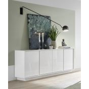 Credenza Madia moderna con 4 ante in finitura bianco lucido