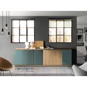 Madia moderna, Credenza di design, 5 ante, Rovere nodato e Bristol