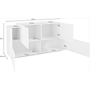 Credenza moderna Bianca lucido e Ardesia, 4 ante 