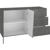 Credenza Moderna, 2 ante, 3 cassetti, finitura Ardesia