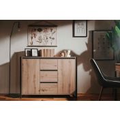 Credenza  Madia industry 2 ante 3 cassetti, Rovere Nodato e struttura in Antracite
