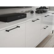 Credenza 2 ante 3 cassetti con piedini, finitura Bianco lucido e opaco