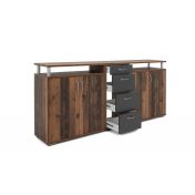 Madia Industry in finitura castagno con 4 ante e 4 cassetti
