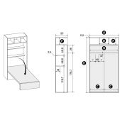 Letto verticale a scomparsa con vani a giorno L.120, Made in Italy