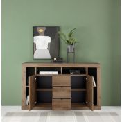 Spaziosa Credenza moderna di design a 2 ante e 3 cassetti, finitura Mercure 