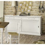 Credenza in legno bianco opaco, arte povera - cm 200x90