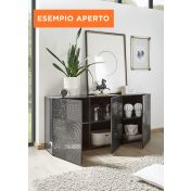 Credenza Moderna, Madia di Design, 3 ante, Grigio Lucido