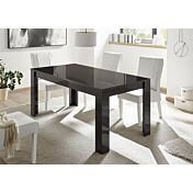 Tavolo moderno con allungo da 49 cm, finitura Nero Lucido