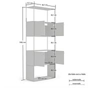 misure Libreria moderna da ufficio colore Grigio laccato, L.80 cm 