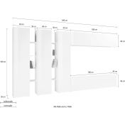 Parete attrezzata L.340 cm, finitura Bianco lucido, Made in Italy