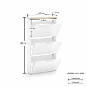 misure specifiche Scarpiera 3 ribalte, Bianco lucido e Rovere chiaro 