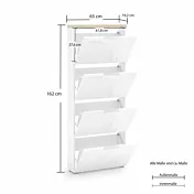 misure specifiche Scarpiera 4 ribalte, Bianco lucido 