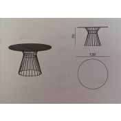 Tavolo tondo con piano in grafica e struttura in metallo antracite 