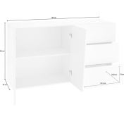 Credenza Moderna Bianco Laccato Lucido  2 ante, 3 cassetti