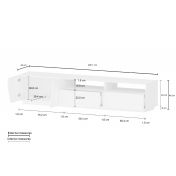 Porta TV dal design geometrico larghezza 200 cm, Pero e Ardesia