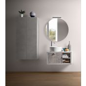 Mobiletto da bagno moderno con un cassetto in Cemento Grigio Cielo, Niagara 5