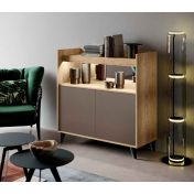 Madia buffet a 2 ante, finitura Rovere chiaro e Bronzo