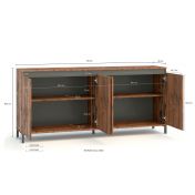 Credenza stile industry a 4 ante finitura Legno vecchio 