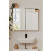 Moderno Mobile da bagno finitura Bianco lucido con specchio