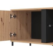 Mobili tv in stile industry a 2 ante, finitura  Rovere e Nero