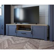 Mobile tv Rovere navy e Rovere riviera, 2 ante 1 cassetto