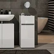 Mobile da bagno basso con 1 cassetto e 1 anta, Bianco lucido 