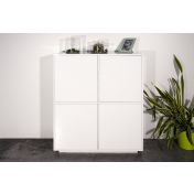 Moderna madia credenza alta di design con quattro ante bianco bianca laccata lucida