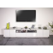 Moderno porta tv in appoggio in finitura bianco laccato lucido 