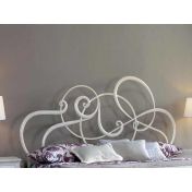 Letto in ferro battuto  Mozart, colore bianco anticato oro, made in Italy