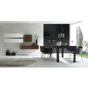 Parete attrezzata moderna di design, in legno Noce Dark e Laccato Bianco - 250x169 cm